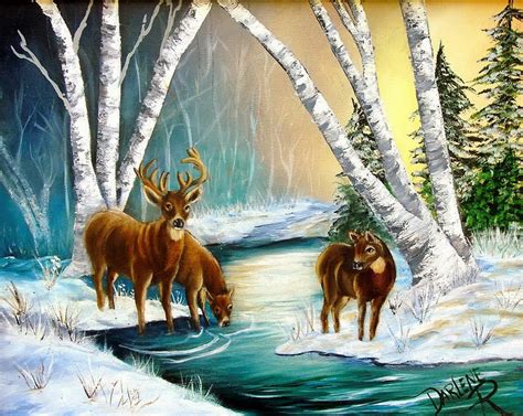 Deer In Winter Cross Paintings Cool Paintings Painting