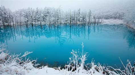 Lake Winter Snow Ice Landscape Nature Wallpapers Hd