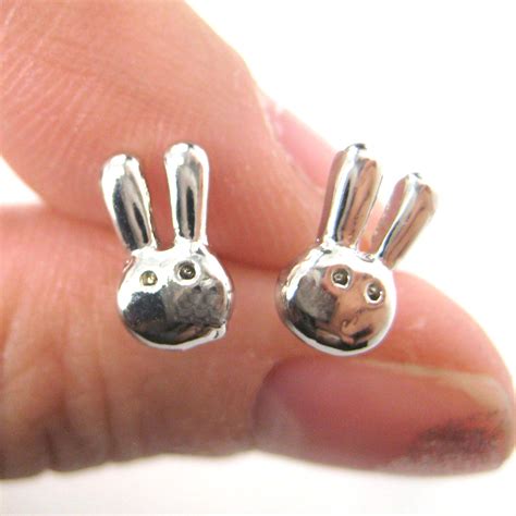 Small Rabbit Bunny Animal Stud Earrings In Silver · Dotoly Animal