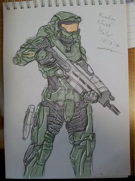 Halo 4 Master Chief Sketch 101212 Colored By Itamar050 On Deviantart