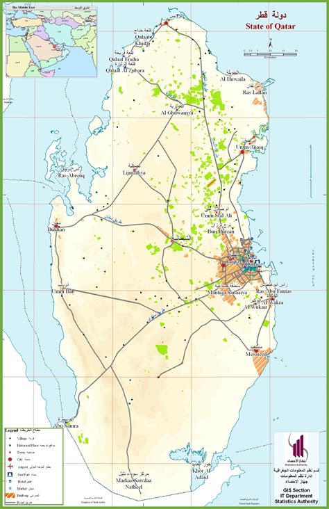 Lonely planet photos and videos. Large detailed map of Qatar with other marks | Qatar ...