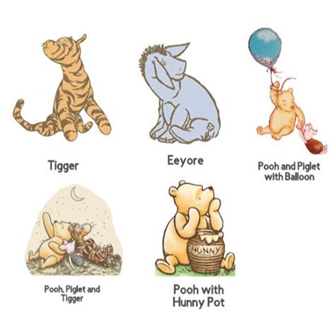 Classic Pooh Stickers Classic Pooh Wall Decals Pooh Bear Sticker Set Classic Pooh Decor
