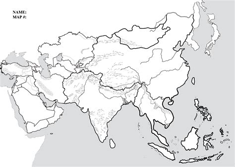 Blank Asia Physical Features Map