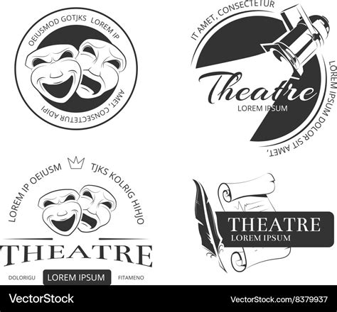 Vintage Theatre Labels Emblems Badges Royalty Free Vector