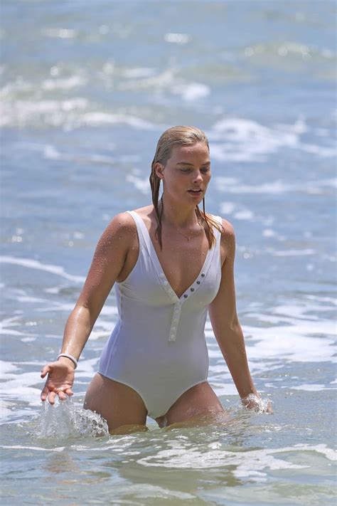 Margot Robbie In A One Piece Swimsuit Surfing In Hawaii July 19