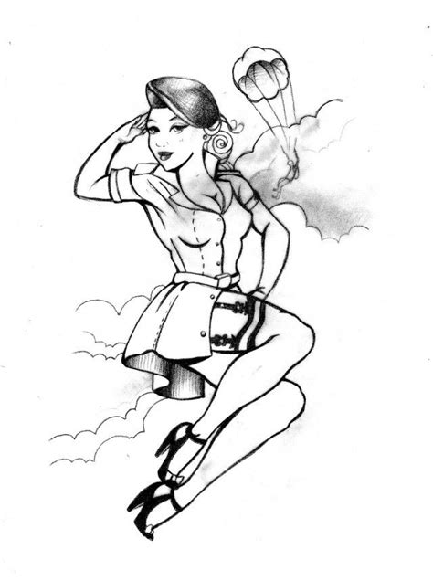 Pin Up Girl Coloring Pages Coloring Home