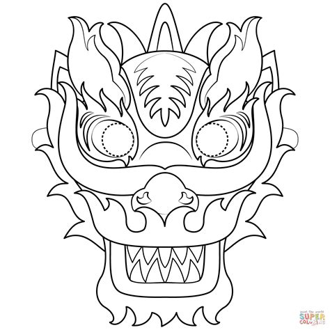 Chinese New Year Dragon Mask Coloring Page Free Printable Coloring Pages