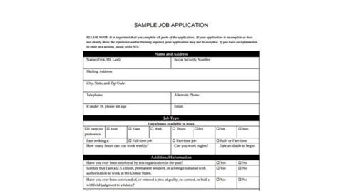 Free Job Application Form Standard Template Pdf Word Eforms Printable