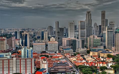 Wallpaper Singapore Buildings Top View Cityscape