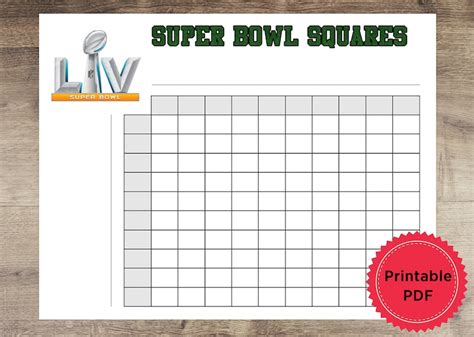 Pdf Printable Super Bowl Squares 2023 Calendar Printable