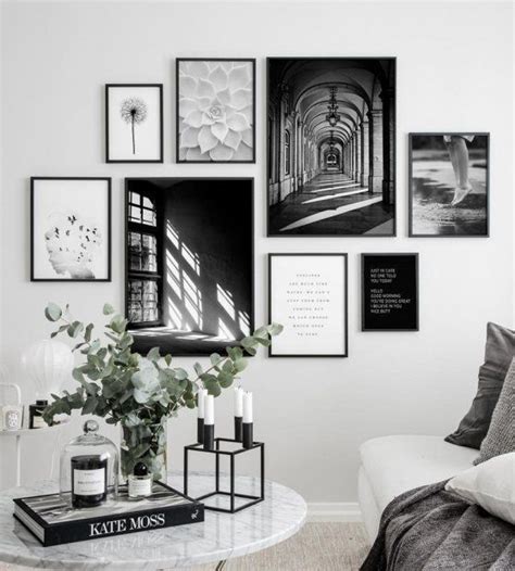 Gallery Wall With Black Frames And Black And White Posters Gallery