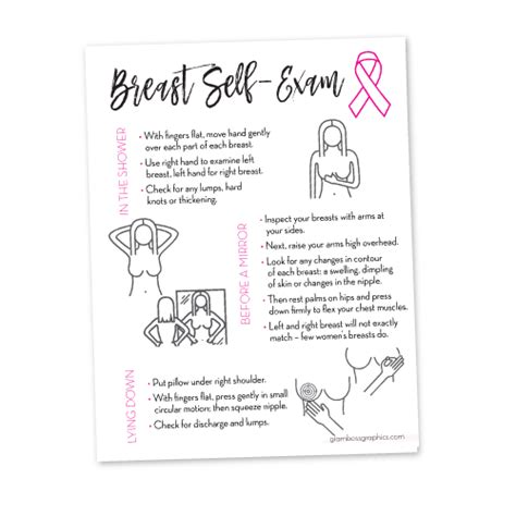 Breast Self Exam Cards Glam Boss Graphics
