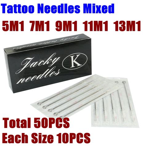 50pcs Assorted Sterilized Tattoo Needles Mixed 5791113 M1 Single