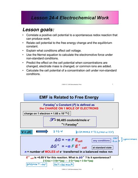 37 Lori Stepan Chem112 Chem 112lrs Electrochemistry Work 1 Lesson