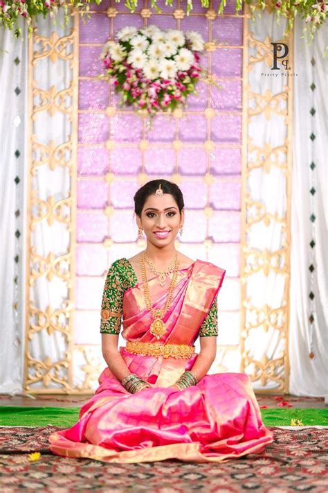 Pink Kanjivaram Saree South Indian Bride Pink Saree Blouse Indian Bridal