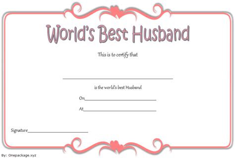 Best Husband Award Certificate Free Printable 1 Two Package Template