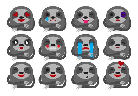 Free Cartoon Sloth Emoticons Vector 130445 Vector Art At Vecteezy