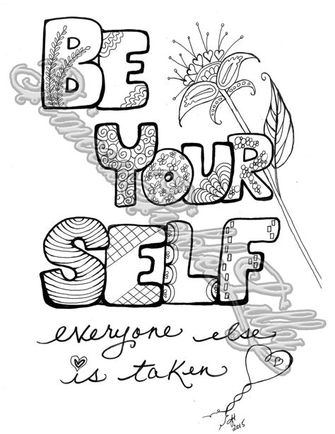 Be Yourself Coloring Page Word Art Flowers Nature Doodle Etsy Ireland