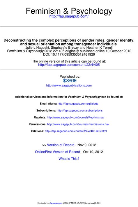 Pdf Deconstructing The Complex Perceptions Of Gender Roles Gender