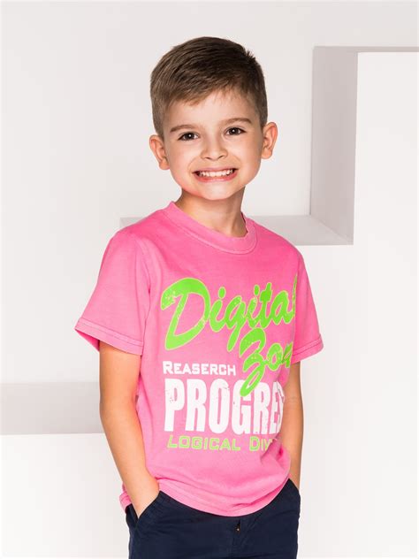 Printed Boys T Shirt Ks032 Pink Modone Wholesale Clothing For Men