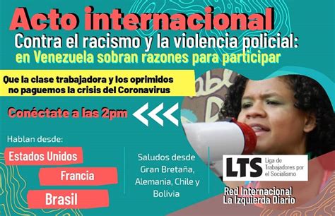 sÁbado 11 de julio acto internacional contra el racismo y la violencia policial en venezuela