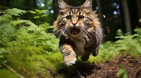 Premium Photo Wild Cat Chasing Its Prey Closeup