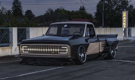 Widebody Chevrolet C10 Restomod Rendered With Slammed Looks Quad Pipes