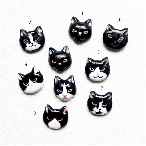 Black Cat Pin Porcelain Black And White Cat Jewelry Women Etsy Uk