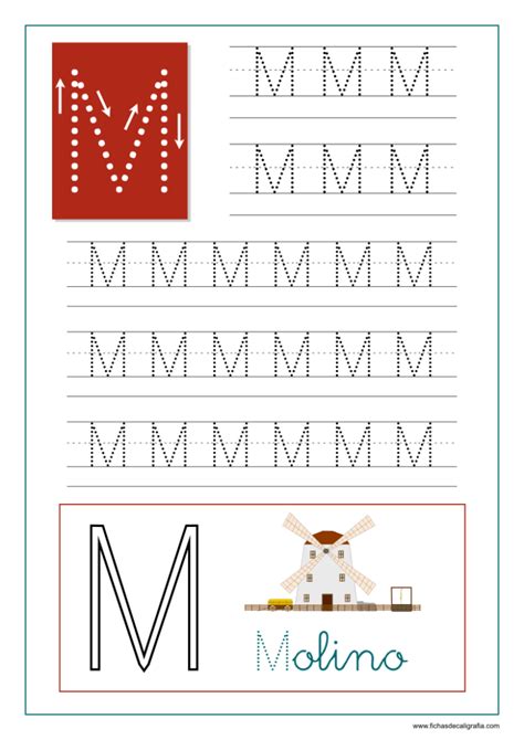 Aprender a escribir las letras del abecedario en mayúsculas Letra M Letras del abecedario