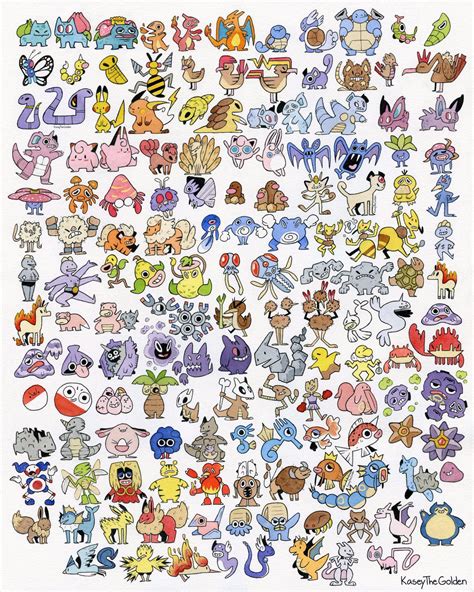 All 150 Gen 1 Pokemon In Minimalist Style Credit To Kaseythegolden