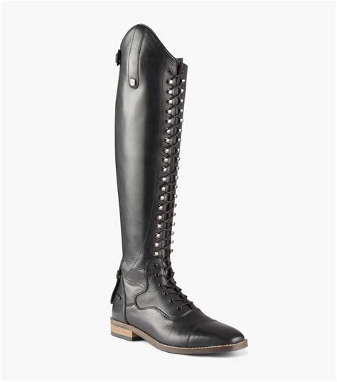 Premier Equine Maurizia Ladies Black Lace Front Tall Leather Riding Boots