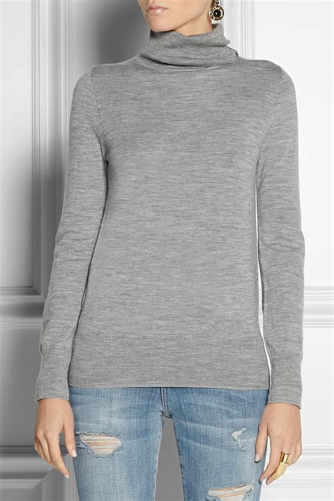 Lyst Jcrew Fine Knit Merino Wool Turtleneck Sweater In Gray