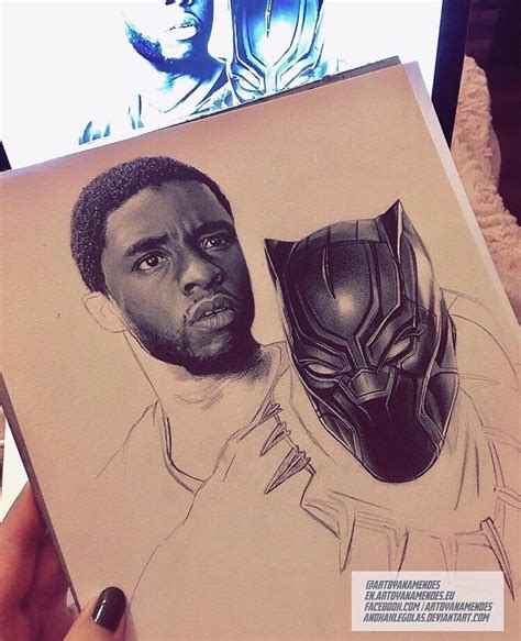 This colorful fan art image of black panther was done by @ylmzdesign. Chadwick Boseman as #BlackPanther. By @artbyanamendes. # ...