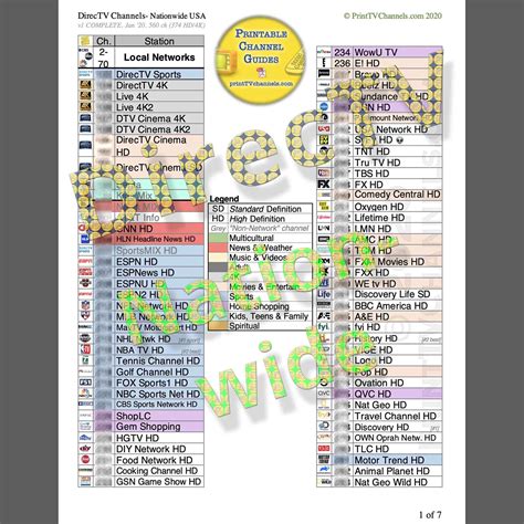 Printable Dish Channel Guide