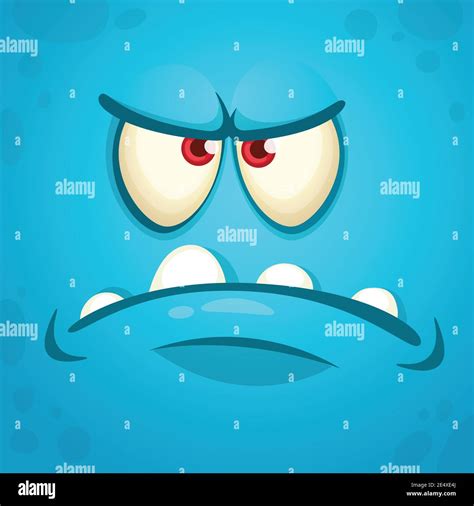 Angry And Grumpy Cartoon Monster Face Vector Halloween Monster Stock