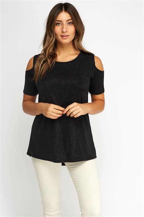 Cold Shoulder Glitter Top Just 7