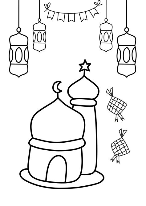 Coloring Sheets Ramadhan Theme Kerajinan Ramadhan Kartu Flash Buku