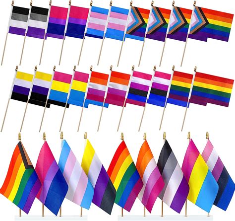 buy lybutty progress rainbow gay pride flags set on wood stick small mini hand held lgbtq