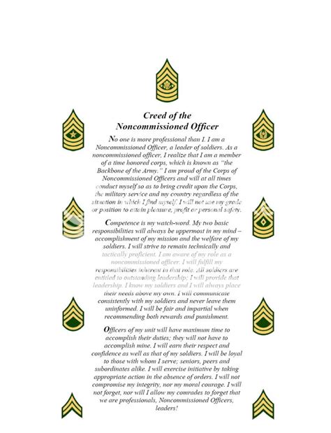 Army Nco Creed Printable Army Military