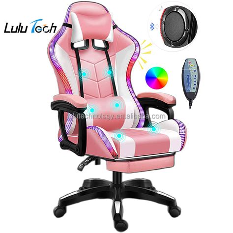 Wholesale RGB LED Racing Ergonomic Computer Gaming Chair Rosa Claro Sillas Gamer Cadeira