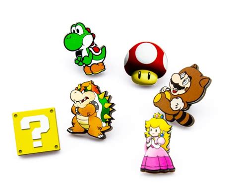 Super Mario Bros Pin Set Nintendo Bundle Wood Hat Pin Etsy