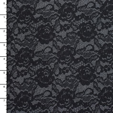 Cali Fabrics Heavyweight Black Denim With Black Lace Overlay