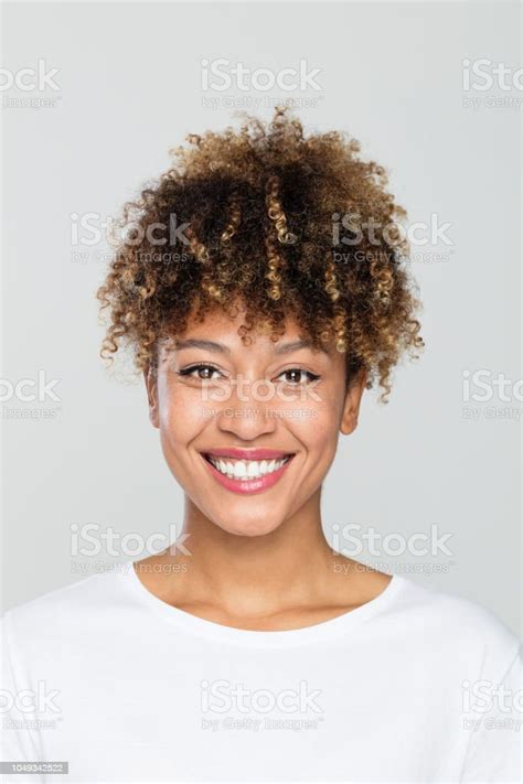 Portrait Of Friendly Afro American Woman Stock Photo Download Image