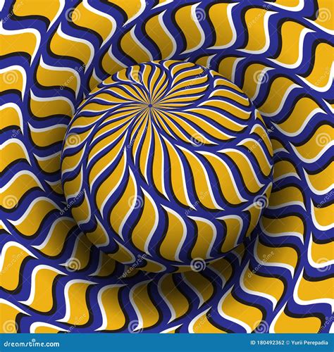 Optical Illusion Hypnotic Vector Illustration Patterned Blue Yellow