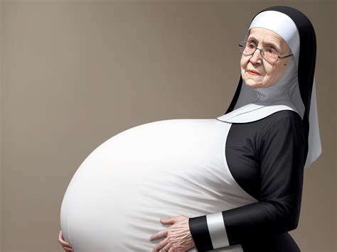 hd photo pregnant elderly nun with large belly