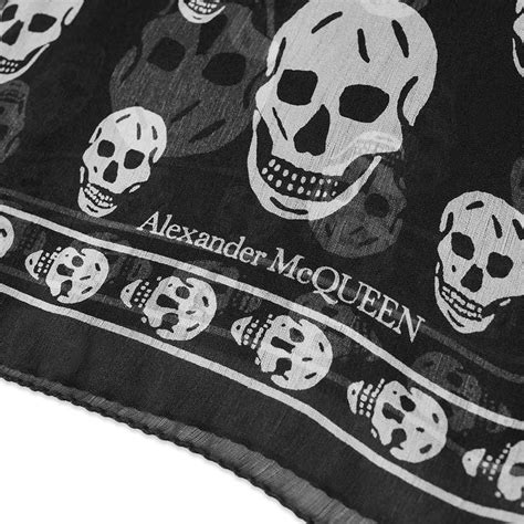 Alexander Mcqueen Skull Scarf Black And Ivory End Us