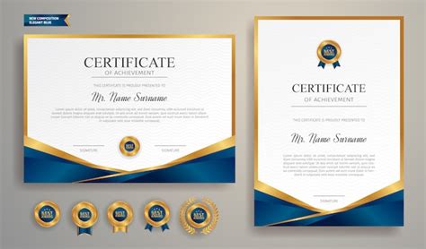 Premium Vector Modern Blue And Gold Certificate Of Achievement