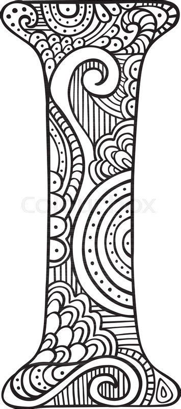 Stock Vector Of Hand Drawn Capital Letter I In Black Coloring Sheet