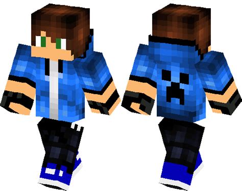 Blue Boy With Creeper Face On The Back Minecraft Skin Minecraft Hub