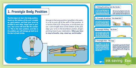 Teaching Freestyle Swimming Resource Cards Teacher Made